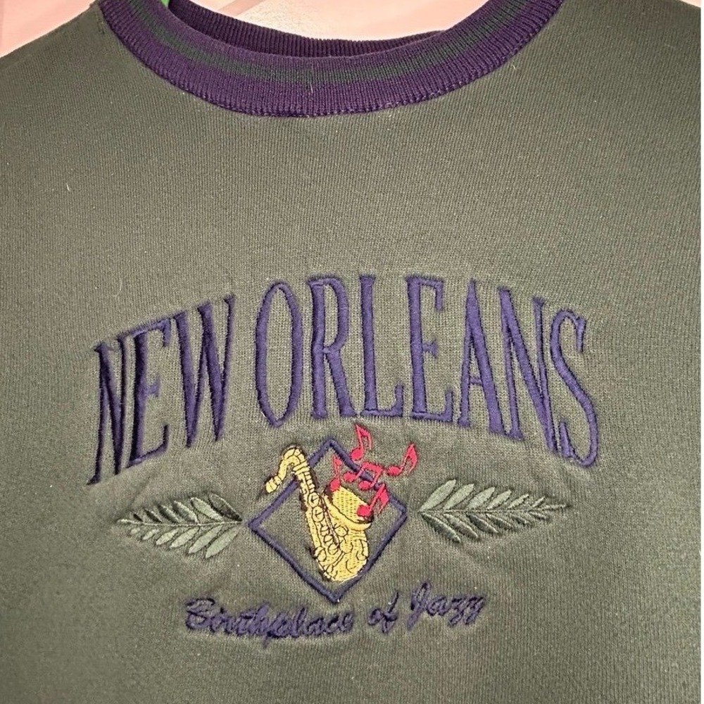 Vintage 90's New Orleans Jazz Music Embroidered Color Block Crewneck Sweatshirt